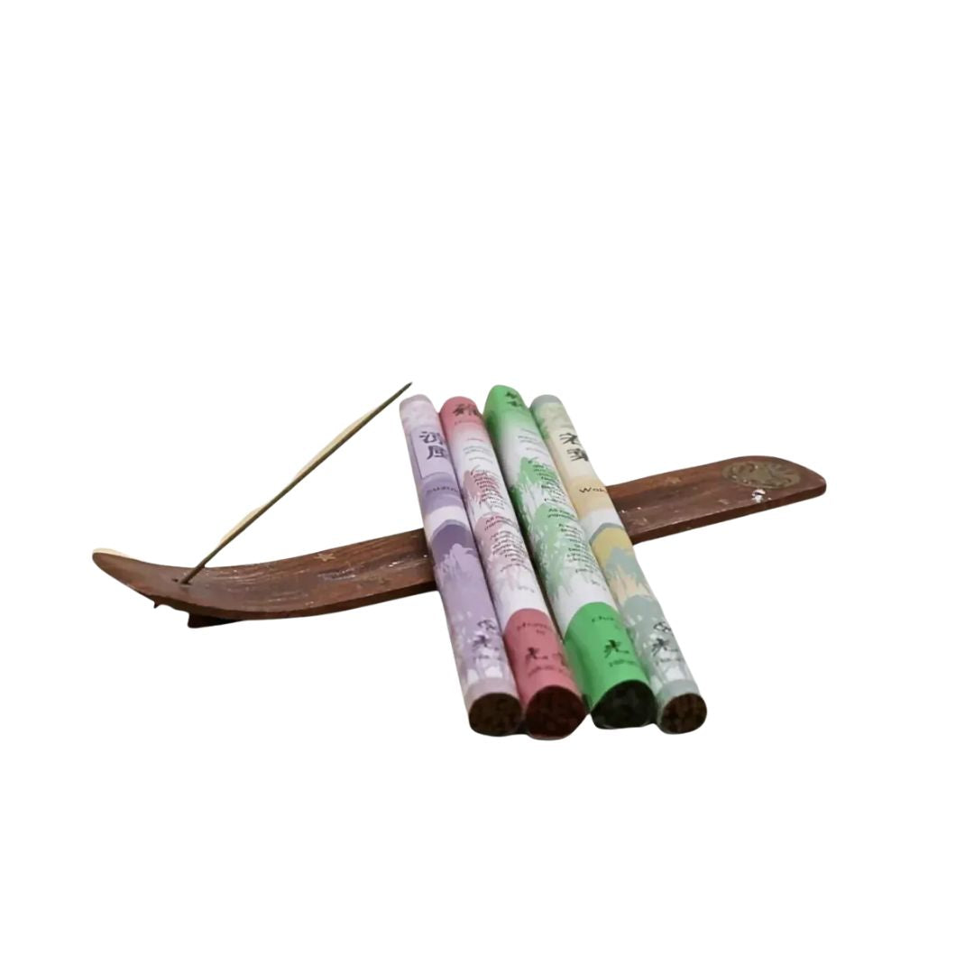 Bundle 4x Japanische Räucherstäbchen | mit Räucherschlitten